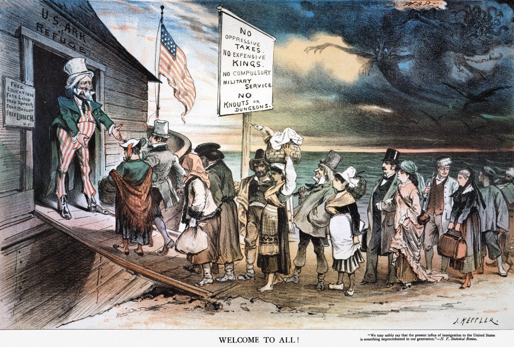 Amazon.com: Pro-Immigration Cartoon NWelcome To All An 1880